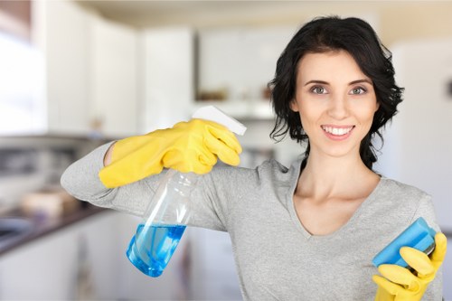 End of tenancy cleaner in Ealing preparing a property