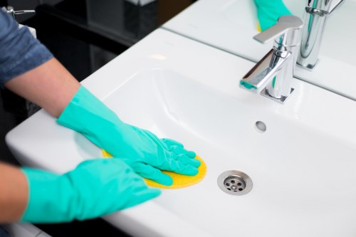 Cleaner in Ealing removing grease from an oven interior